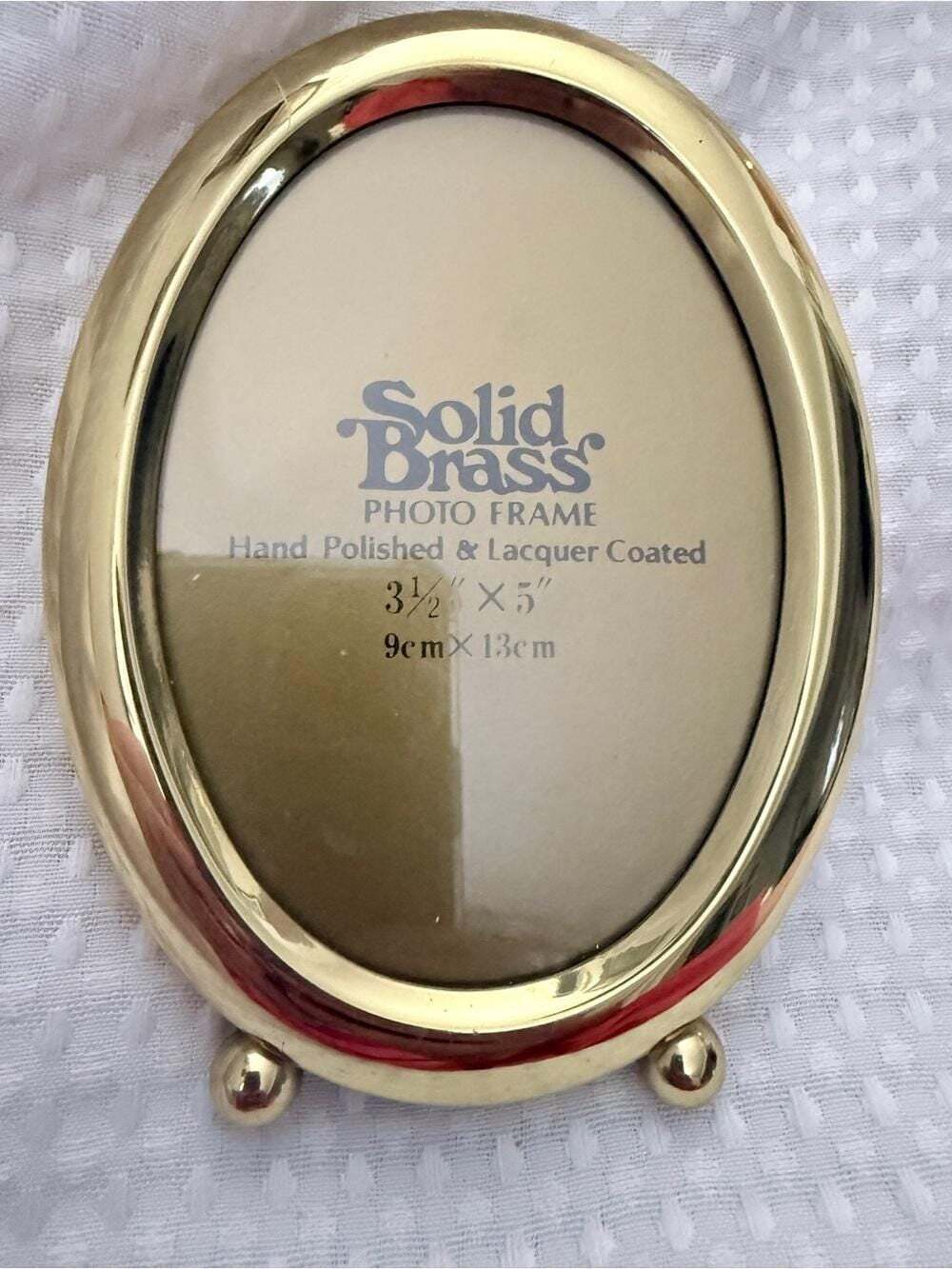 Vintage Solid Brass Oval Photo Frame 3.5x5 with Ball Feet